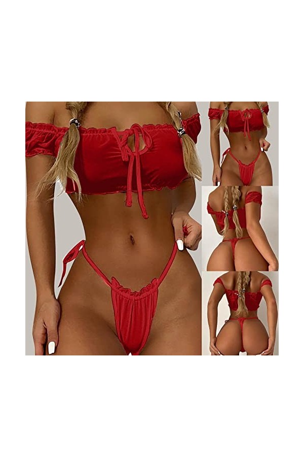 Lingerie Femme Sexy Ensemble Homme Sexy Hot y28.k Femmes Mode Lingerie Ensemble Roleplay Lingerie Sexy Femmes Costumes Rouge 