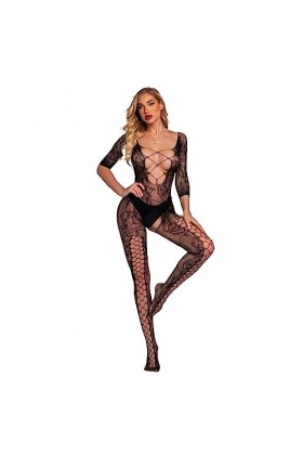 Lingerie érotique Sexy Soie Noire Ouverte Entrejambe Collants Transparents modèle