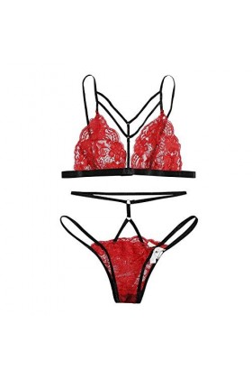 Femme Ensemble Soutien Gorge et String Dentelle Vêtements De Nuit Sexy sous-Vetements 2 Pièce Lingerie Sexy Ensemble Erotique
