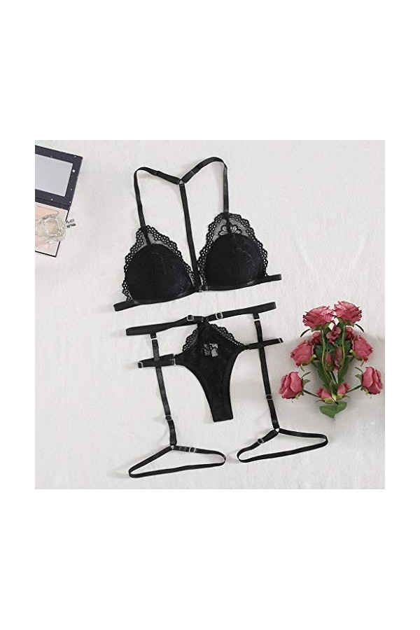 sous-Vetements Femme Dentelle Vêtements De Nuit Erotique Ensemble Soutien Gorge et String Sexy Lingerie Sexy Ensemble 2 Pièce