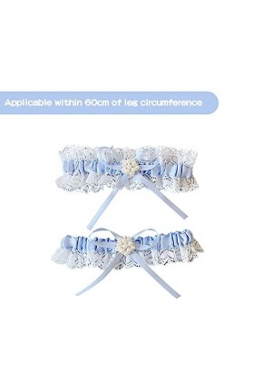 Jagowa 1 paire de 2 jarretières en dentelle bleue