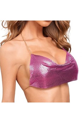 Lingerie Tenue Sexy Femme Coquine Pyjama Chaînes de Paillettes Retour Sexy Sling Vest Metal Top Open Womens Lingère Sexy