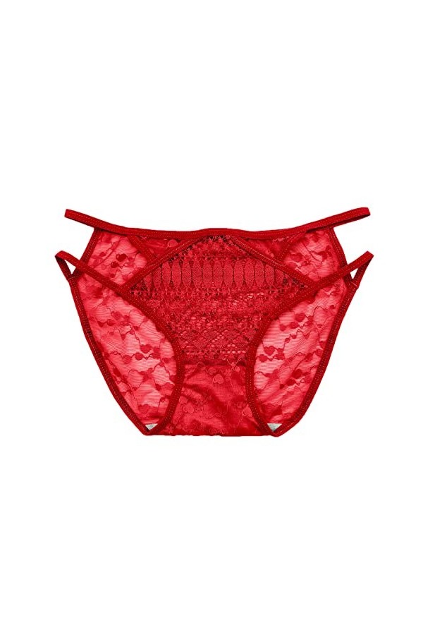 LDadgf Culotte pour femme en dentelle crochetée à lacets Sexy Sexy Jeu de rôle Sous-vêtements Sous-vêtements Homme Noir, roug