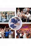 ADOVE Jarretières de mariage en dentelle extensible avec fleurs blanches - Jarretière de mariage bleu foncé 