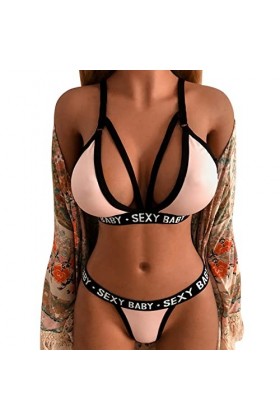 Sexy Lingerie Coquine Femme Grande Taille - Soutien-Gorge Invisible Push Up Deshabillé Sexy Grande Taille Sensuelle String Se