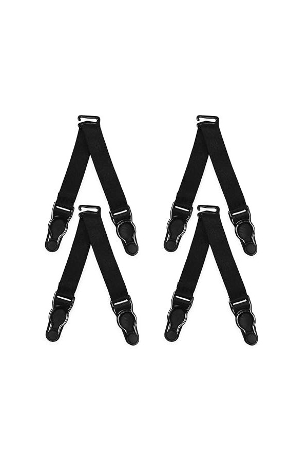 Satini Short Double Pince en métal Porte-jarretelles Ceinture Lingerie Bretelles en V Noir - Argent, 1.2cm 