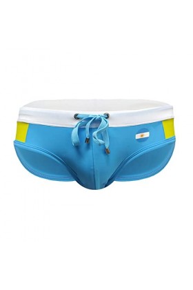 Gefomuofe Boxer pour homme - Sous-vêtements sexy en bambou blanc - Pour homme - Sexy - En latex - Avec plug, bleu, XXL