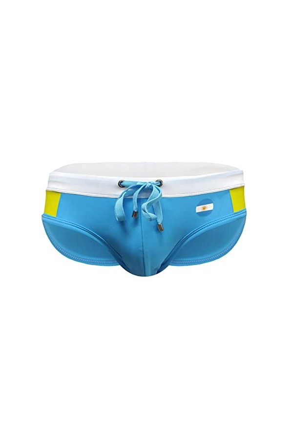 Gefomuofe Boxer pour homme - Sous-vêtements sexy en bambou blanc - Pour homme - Sexy - En latex - Avec plug, bleu, XXL