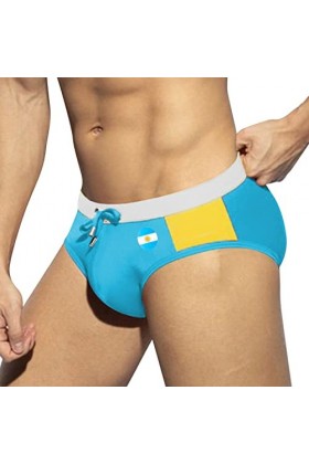 Gefomuofe Boxer pour homme - Sous-vêtements sexy en bambou blanc - Pour homme - Sexy - En latex - Avec plug, bleu, XXL