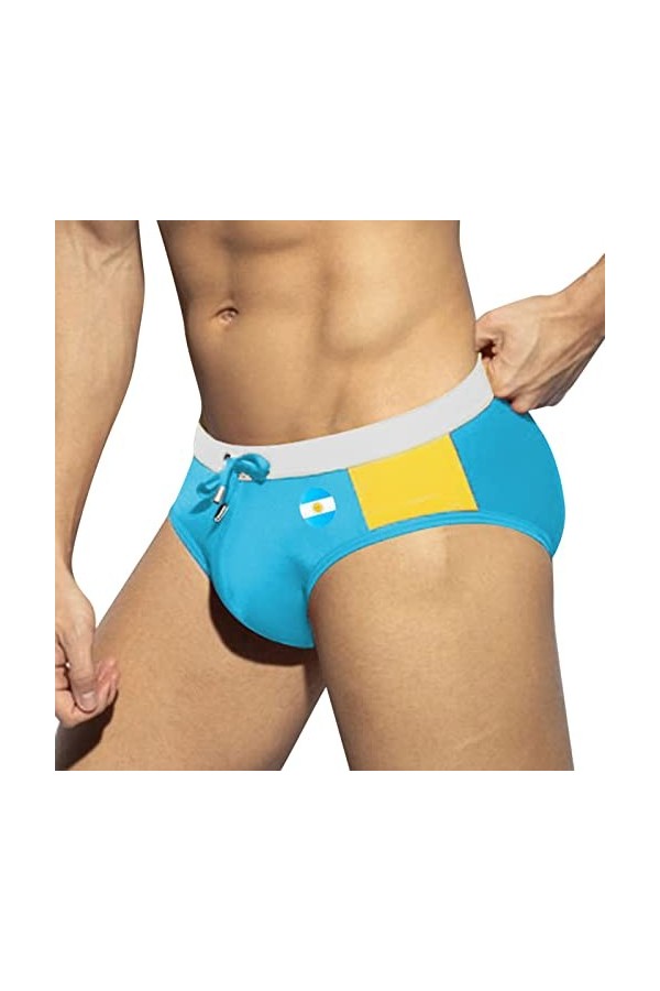 Gefomuofe Boxer pour homme - Sous-vêtements sexy en bambou blanc - Pour homme - Sexy - En latex - Avec plug, bleu, XXL