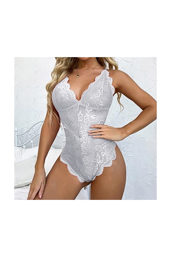 Lingerie Sexy Femme Nuisette Ouverte Sexy Décolleté en V Sexy Teddy Sexy Chic Porte Jarretelle Sexy Ensemble Mesh Vêtements d