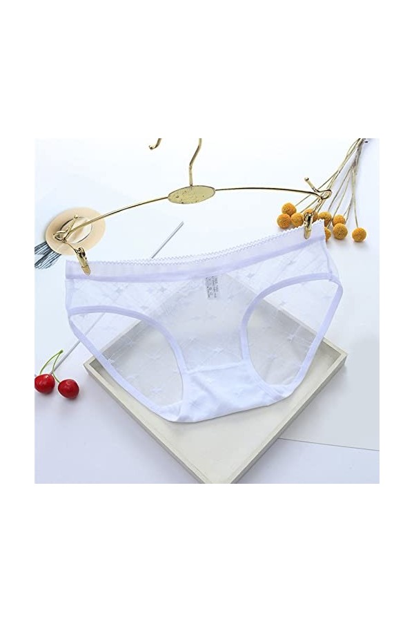 Slip Jetable Grande Taille Culotte en Dentelle Transparente pour Femmes Sexy Voir à Travers des Slips sans Couture en Coton à