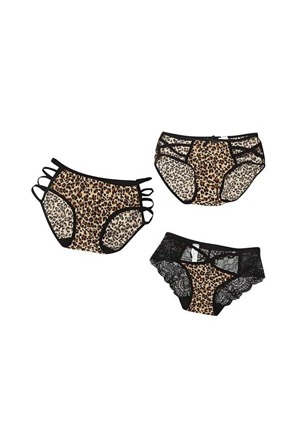 Vache Lingerie Sheer Top Femmes Translucide Underpant Top Sexy Imprimé Sous-vêtements Débardeur String Perles Sexy, marron, X