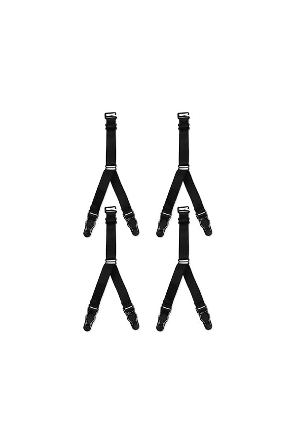 Satini Réglable Double Pince en métal Porte-jarretelles Ceinture Lingerie Bretelles en V Noir - Or, 1.2cm 