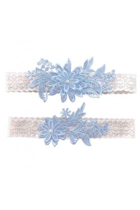 ASYKNM Jarretières Mariée Bleu en Dentelle pour Le Mariage,avec Cadeau Cosplay Lot De 2 Élastiques pour sadapter à toutes le