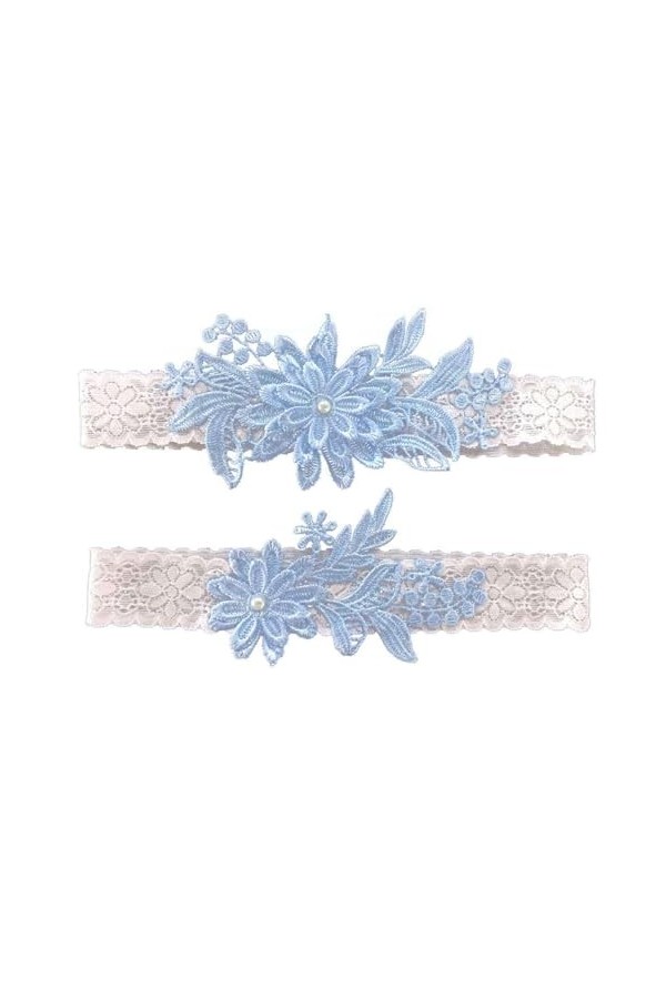 ASYKNM Jarretières Mariée Bleu en Dentelle pour Le Mariage,avec Cadeau Cosplay Lot De 2 Élastiques pour sadapter à toutes le