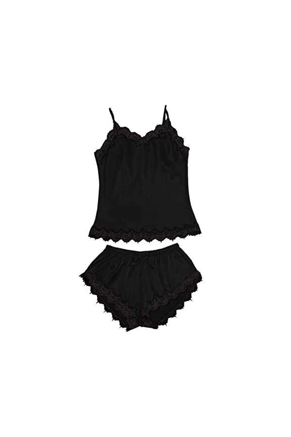 TDEOK Lingerie sexy pour femme - Sans manches - En dentelle - Corset, Noir , M