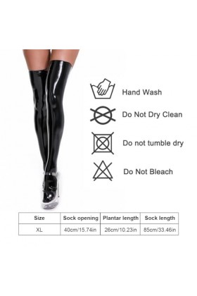 Femmes Cuir Hold Ups Lingerie Wetlook Clubwear Haut De La Cuisse Bas Collants Femmes Lingerie Sexy, Bas Pour Femmes, Lingerie