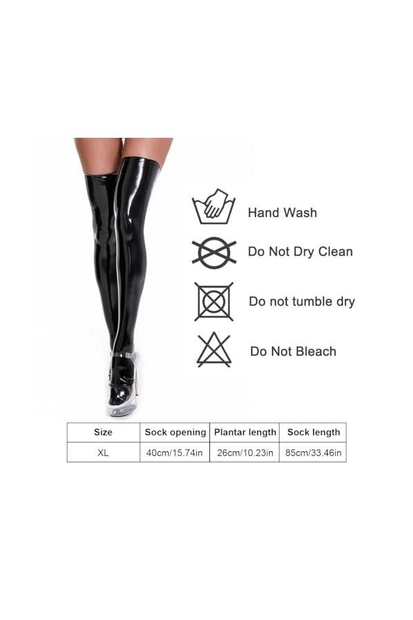 Femmes Cuir Hold Ups Lingerie Wetlook Clubwear Haut De La Cuisse Bas Collants Femmes Lingerie Sexy, Bas Pour Femmes, Lingerie