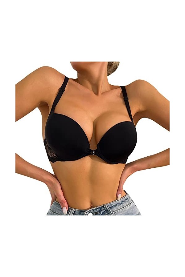 Soutien-gorge pour femme fermé à lavant - Soutien-gorge de sport push-up - Sans coutures - Respirant - Sans armatures - Bral