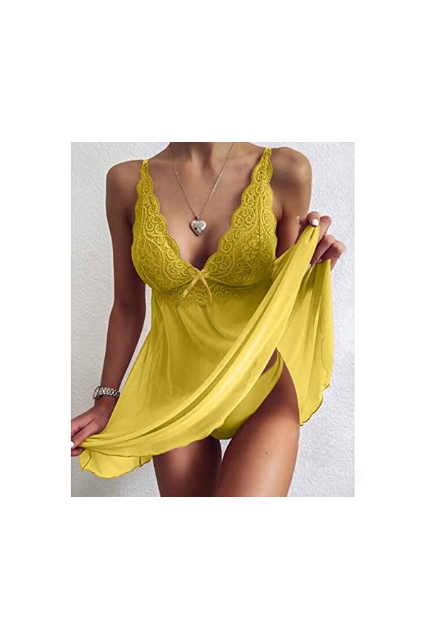 Lingerie sexy pour femme - Lingerie sexy - Lingerie transparente - Sous-vêtements sexy - Bretelles - Dentelle - Lingerie sexy