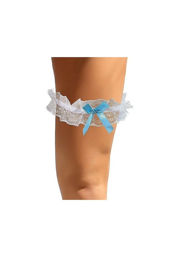 ohyeahlady Jarretière Mariage Dentelle Grande Taille Lot de 2 Jarretelles Mariage avec Nœud Jambe Jarretière Elastique Anneau