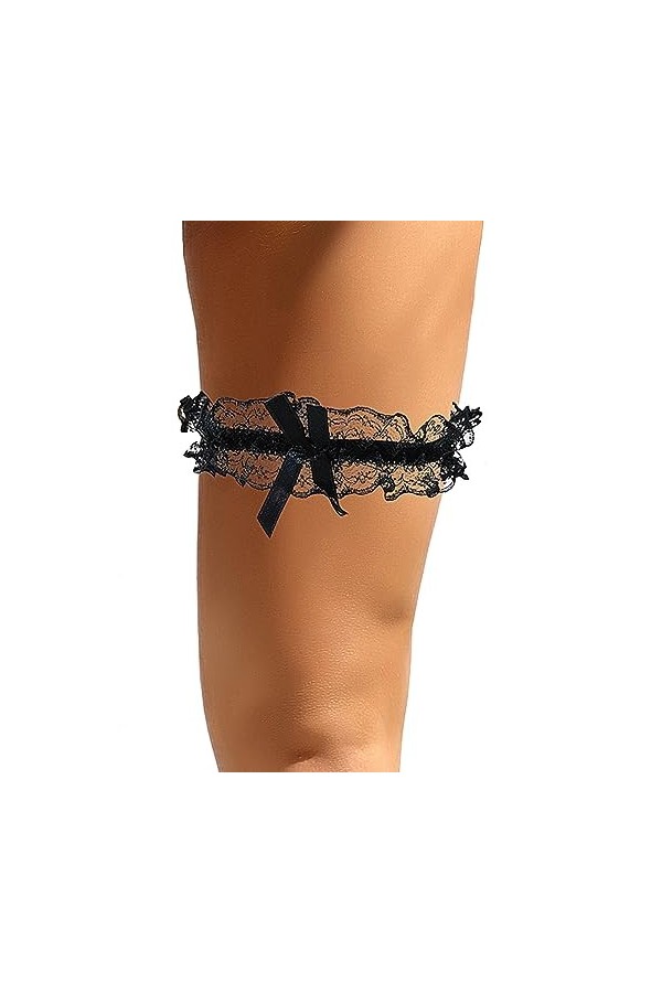 ohyeahlady Jarretière Mariage Dentelle Grande Taille Lot de 2 Jarretelles Mariage avec Nœud Jambe Jarretière Elastique Anneau