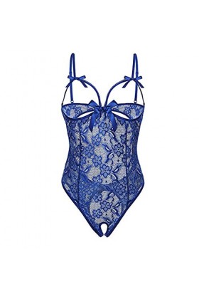 IQYU Body avec dentelle pour femme - Ensemble de bretelles sexy en dentelle - Sous-vêtements - Lingerie sexy - Avec fente, bl