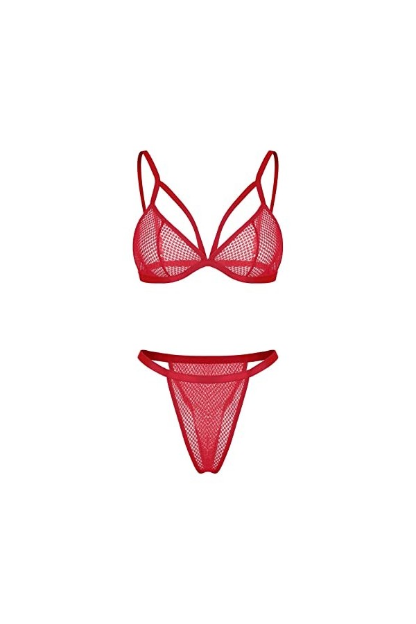 Lingerie Femme Sexy Ensemble Homme Sexy Hot y22k UnderwearPoleanTwo PiecesHomeFemale Tenue Sexy Ronde Red, XXXL 