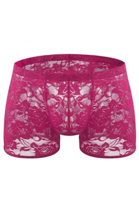 BreakEgg Boxer en dentelle sans couture pour homme avec taille basse sexy et confortable, rose, taille unique