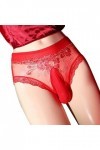 Générique Plein Montant pour Hommes Slips Respirants en Dentelle Sexy Slips Sexy Ultra Minces entièrement Transparents Red, 