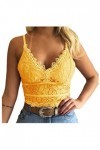 Sous-vêtements sexy pour femme - Soutien-gorge sans fil - Col en V - Sous-poitrine sexy, jaune, XXL