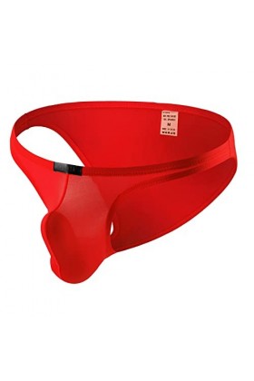 FGUUTYM Sous-vêtement de ski pour homme Sexy Low Rise Briefs Ice Thread Sous-vêtement Fashion Ride Up, rouge, XL