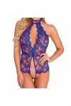 liaddkv Body tendance pour femme - Lingerie - Jeu de rôle - Sexy - Rouge - Plaid - Lingerie sportive bleu, XXXXL 