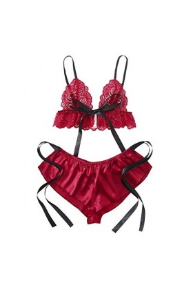 liaddkv Lingerie sexy pour femme, rouge, M