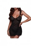 Robe Bustier Médiéval Ladies Suspender 2PC Ring Sexy Mesh Set Lingerie Nightdress Coton Menstruelle Abondant Black, XL 