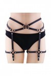 COSAUG Ceinture de cuisse en cuir noir Rave Taille Ceinture gothique Garter Ceinture Bijoux de corps, Noir , Taille Unique