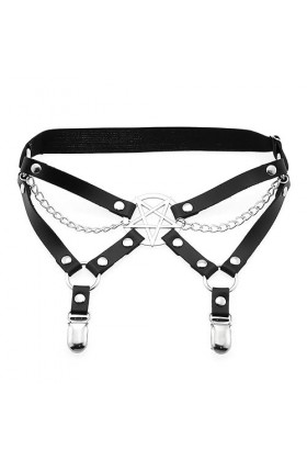 COSAUG Lot de 2 ceintures réglables en cuir avec motif étoiles - Avec clip en métal, Noir , Taille Unique