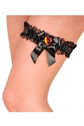 Horror-Shop Jarretière avec Coeur Rouge comme Pierre Précieuse