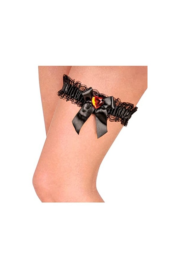 Horror-Shop Jarretière avec Coeur Rouge comme Pierre Précieuse