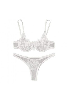 sous-Vetements Femme 2 Pièce Lingerie Sexy Ensemble Sexy Ensemble Soutien Gorge et String Dentelle Vêtements De Nuit Erotique