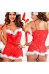 liaddkv Ensemble lingerie sexy avec string rouge - Pour Noël - Noir - Avec bretelles, rouge, S