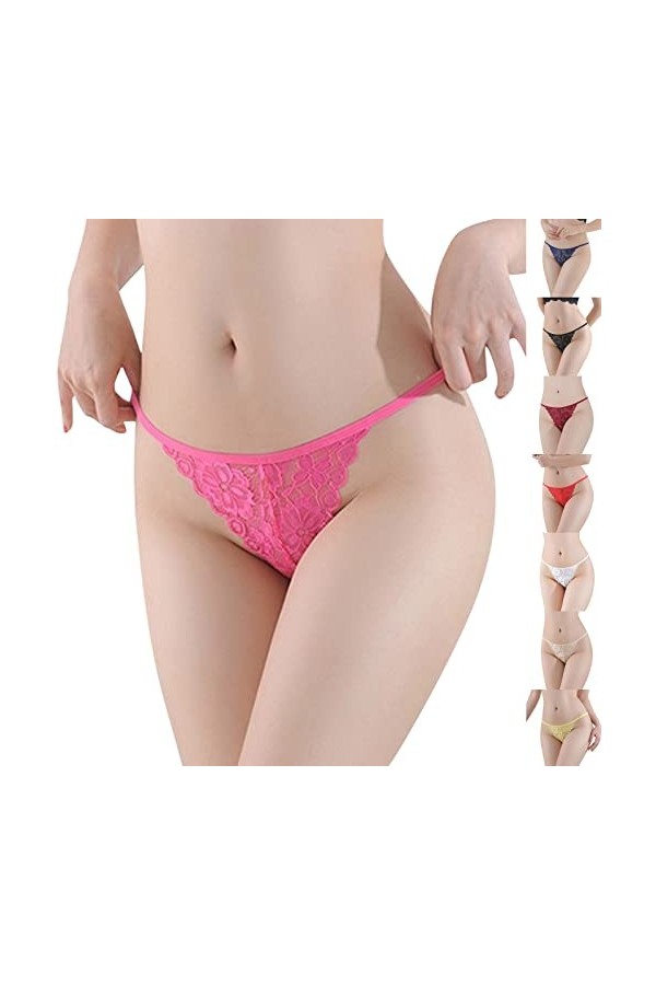 Tanga-Strings pour Tanga Femme en Sexy Slip Simple Dentelle Patchwork Culottes Stretch Pure Couleurs Lingerie de Coton Hipste