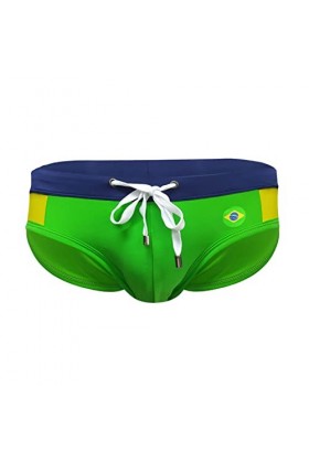 Gefomuofe Boxer pour homme - Sous-vêtements sexy en bambou blanc - Pour homme - Sexy - En latex - Avec plug, vert, M