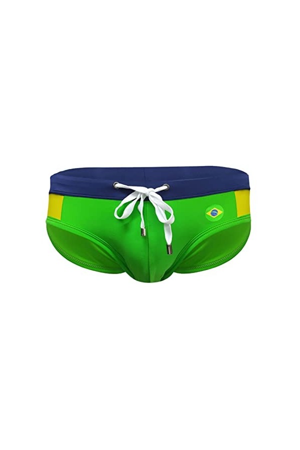 Gefomuofe Boxer pour homme - Sous-vêtements sexy en bambou blanc - Pour homme - Sexy - En latex - Avec plug, vert, M