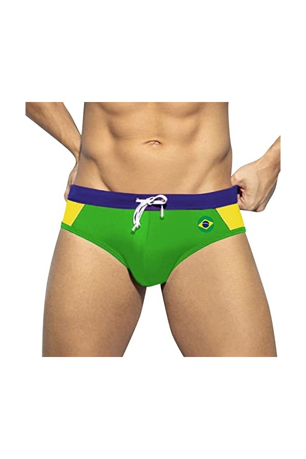 Gefomuofe Boxer pour homme - Sous-vêtements sexy en bambou blanc - Pour homme - Sexy - En latex - Avec plug, vert, M