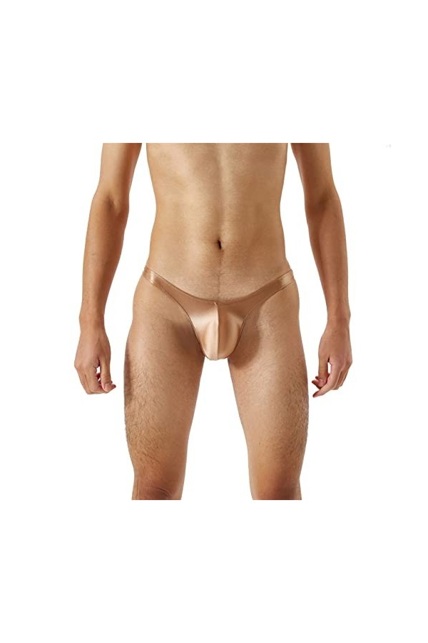 Robes Kimono pour Hommes Mince Brillant Soyeux Ultra Taille Basse Thong T Pantalon. Humoristique Homme Coffee, XXL 