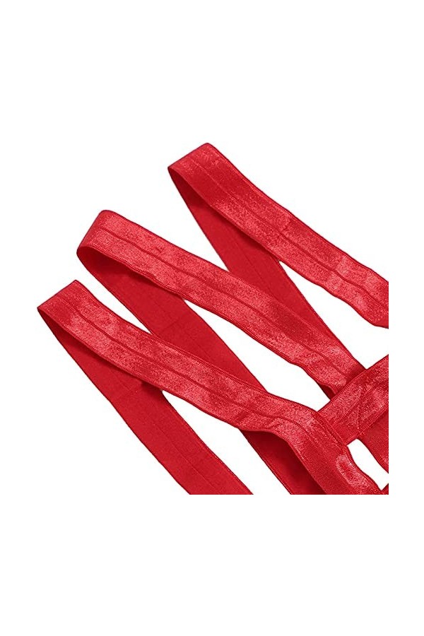 NHNKB Ensemble de lingerie sexy en dentelle avec jarretière en acier et sous-vêtement de ski pour homme et femme, rouge, S