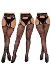 Zukmuk Femmes 3 Paires Jarretière Ceinture avec bas attachés Accrocher bas Collants hauts Collants Jarretières Sexy Femmes Ja