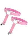 2 Pièces Jarretières en Cuir Noir Coeur Punk Gothique Jarretière Réglable Antidérapant Clip Femme Halloween Carnaval Cosplay 